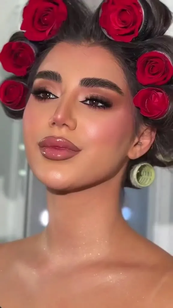 مكياج مع رولرات الورد (ريلز)